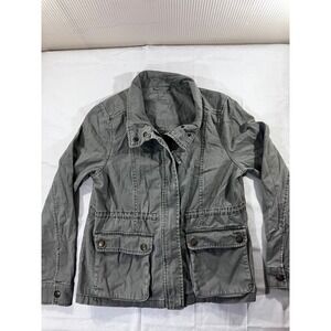 Aeropostale Gray Utility Jacket Women's Size Medium‎ Cotton Cargo Pockets